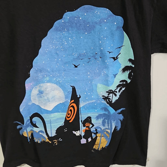 Gildan Kids S Short Sleeve Moana Graphic Tee Black & Blue Moon Nightscape Cotton - Picture 2 of 5